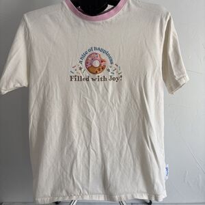 Tokyo DisneySea Duffy & Friends Filled With Joy Donut Shirt Cream Pink Ringer L